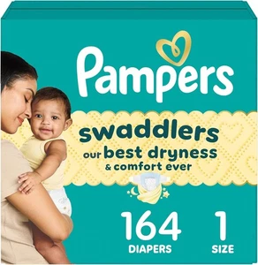 Pampers Swaddlers Baby Diapers Size 1 - 164 CT - Picture 1 of 4