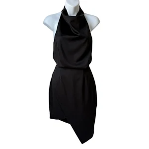 New Black Satin Cocktail Dress Womens XS Open Back Sexy City Chic Elegant Classy - Picture 1 of 13