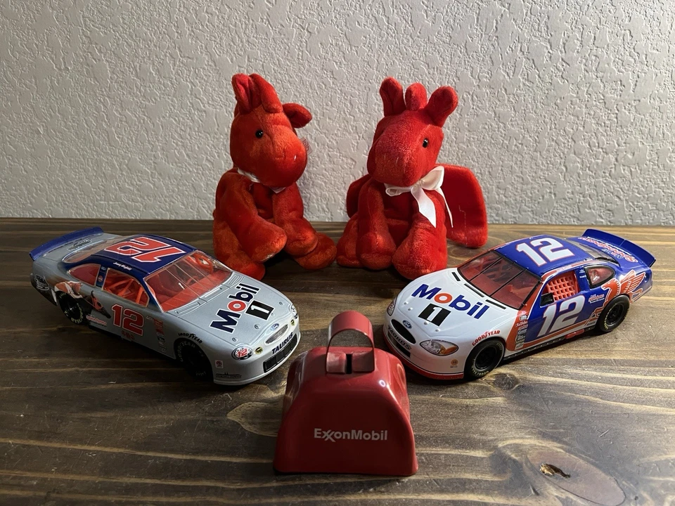 Nascar #12 Mobil 1 Jeremy Mayfield Diecast Cars Pegasus Plushies Exxonmobil Bell - Image 1 of 4