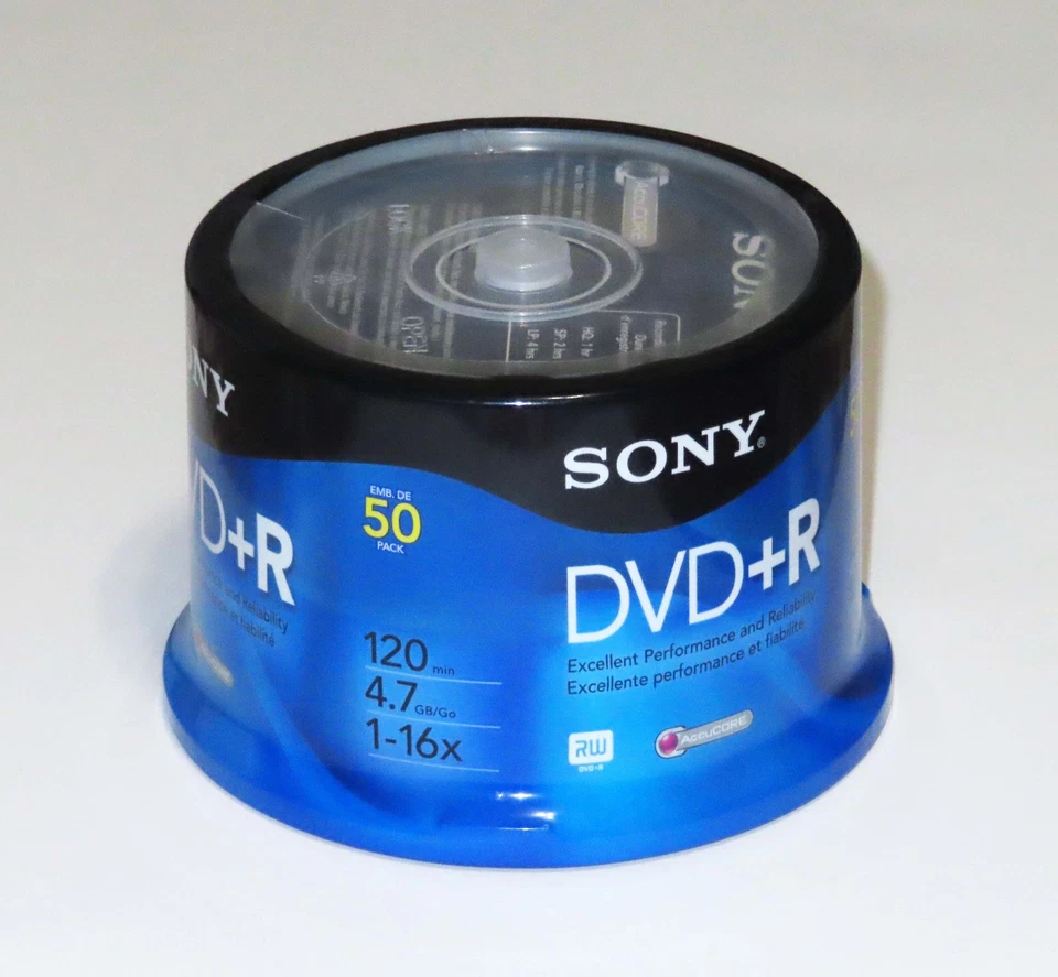 Sony 50-Pack 16X DVD+R Writable DVD Discs 4.7GB (120 min) — Brand NEW: FREE Ship - Image 1 of 1