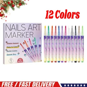 12 Colors Nail Art Pens Set NailPolish Pens Nail ArtDrawing GraffitiMarker  - Picture 1 of 17
