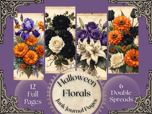 Harvest Blooms Junk Journal Kit Victorian Halloween Florals Printable Ephemera - Picture 1 of 6