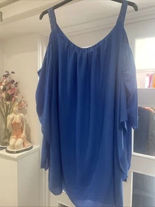 Ladies Made In Italy Royal Blue Tunic Top/dress Used Best Fit Size 26 - Picture 1 of 18