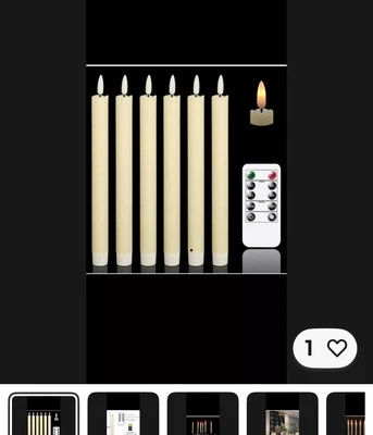 Velas cónicas Genswin batería sin llama marfil parpadeantes con control remoto de 10 teclas nuevas Foto 1 de 4