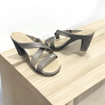 Crocs Mujer Chipre IV Sin Cordones Bloque Tirantes Tacón Talla 9 M Espresso/Seta Foto 1 de 4