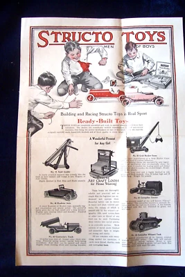 STRUCTO PRESSED STEEL TOY ADVERTISEMENT 15 1/2" X 10" WIND UP TRACTOR TRUCK - Image 1 of 4