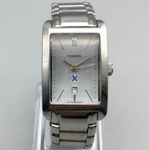 Fossil Tank Watch Women PR-5627 23mm Silver Tone Date New Battery 6" - Picture 1 of 13