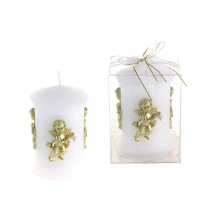 Mega Candles - Sculpted Angel Round Pillar Candles - Gold, Set of 12 - Picture 1 of 3