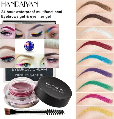 Festival Bright Multi-colored Waterproof Eyebrows Cream Eyeliner Gel Pot Brush - Image 1 of 4