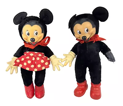 Muñeca de peluche de 13,5" de Mickey Mouse y Minnie Mouse de colección rara de Disney Gund 1940 Foto 1 de 4