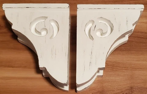 Distressed White Wood Rustic Shelf Brackets Farmhouse Country Wall Decor Corbels Cover
