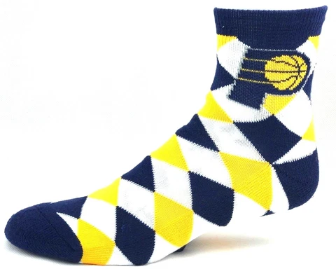 Indiana Pacers Gold White & Navy Checkered Design Quarter Socks Cover