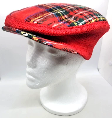 Scottish Clanwear Gorra Sombrero Ala a Presión Cuello Elástico ROJO Tartán Escocia - DE COLECCIÓN Foto 1 de 4
