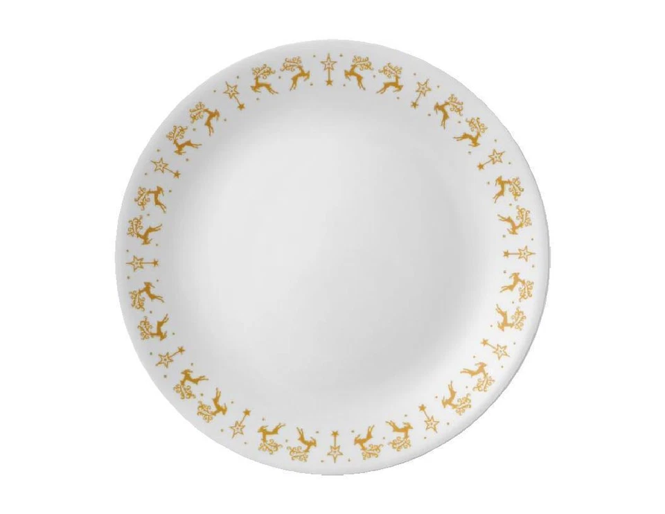 🦌 NEW Corelle DANCER & PRANCER 8.5" LUNCH PLATE Gold Christmas Holiday Reindeer - Image 1 of 1