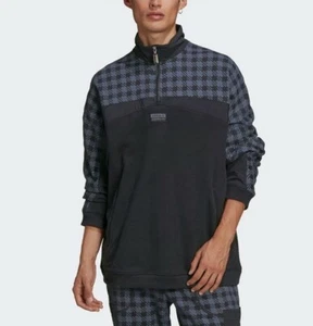 Adidas Originals R.Y.V Men's Quarter Zip D Sweatshirt Black/Gray Size Medium - Picture 1 of 4