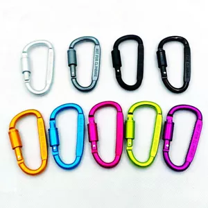 Heavy Duty Carabiner Clip Hook D-Ring Screw Lock Outdoor Rock Buckle Keyring - Picture 1 of 31