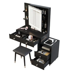 Vanity Table with Led Mirror Bedroom Makeup Dressing Desk 4 Drawer Woman GIFTS - Picture 1 of 7