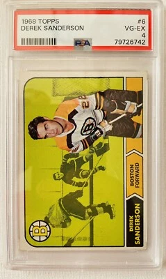 1968 Topps Hockey Derek Sanderson #6 PSA 4 VG-EX Boston Bruins - Image 1 of 3