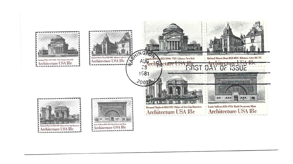 1928-31 Architecture 1981 Andrews, block of 4, FDC - Image 1 of 1