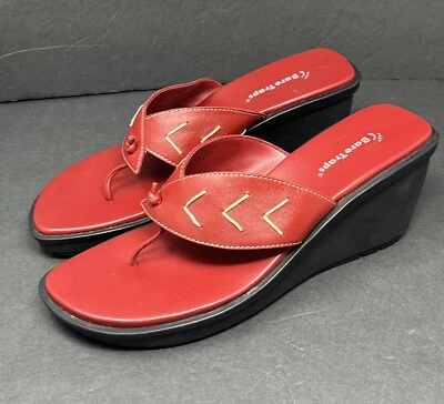 Sandalias de tanga BARE TRAPS Kane de cuero rojo punta abierta para mujer talla 10M Foto 1 de 4