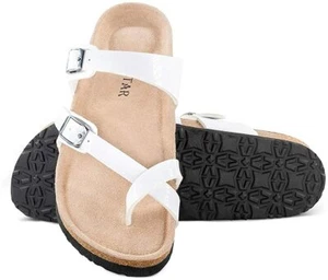 Mayari Leather Sandals,Adjustable Flat Casual Slippers for Women & Ladies, Flip- - Picture 1 of 2
