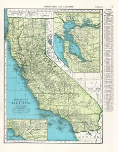 1942 Vintage CALIFORNIA Map Collectible State Map of California Wall Art 630 - Picture 1 of 3