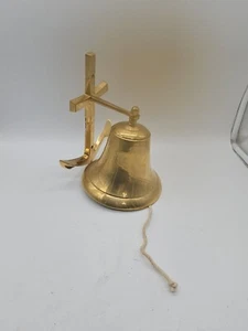 5" Brass Vintage Door Bell W/ 9" Ship Anchor Wall Hanging Decor Wall Mounted - Picture 1 of 11
