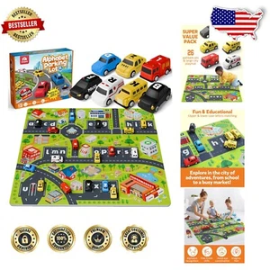 26-Piece Alphabet Maze Pull-Back Car Set with Educational Playmat for Toddlers - Picture 1 of 9