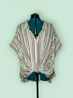 NWT'S CATO Summer Love PLUS 26 / 28 W Pastel Green Striped Shirt Top SLEEVELESS  - Image 1 of 4