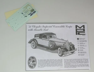 MPC 1932 Chrysler Imperial 8, Decals & Anleitung "Gangbusters" Maßstab 1:25 - Bild 1 von 4
