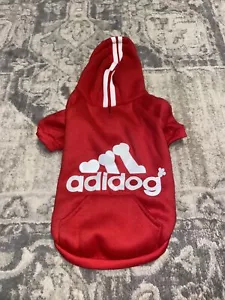 Adidog Gootailor Pet Dog Puppy Red Hoodie Coat Warm Sweater Size Medium - Picture 1 of 3