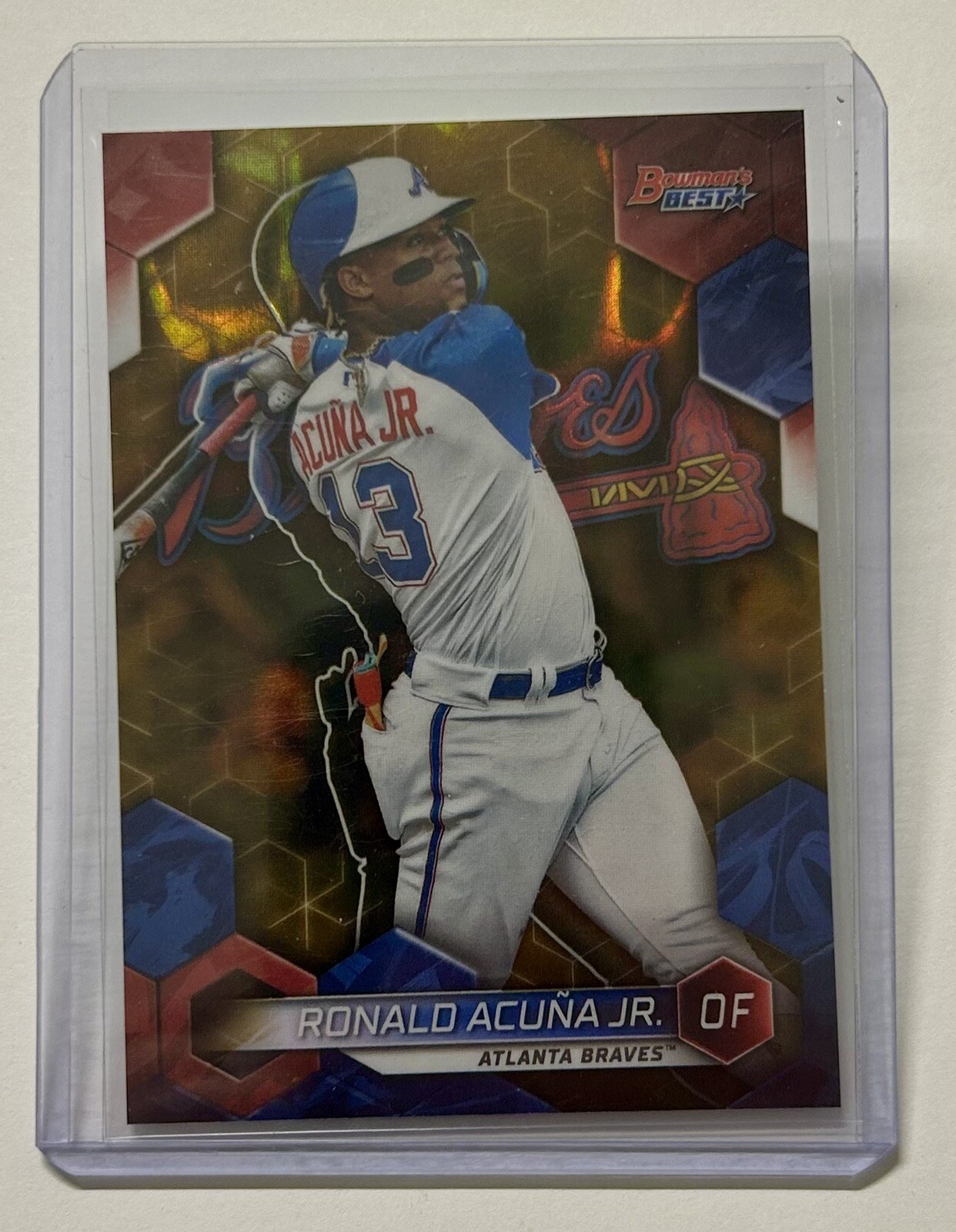 2023 Bowman’s Best  RONALD ACUNA JR. #18 Gold Lava Refractor /75 ATLANTA BRAVES
