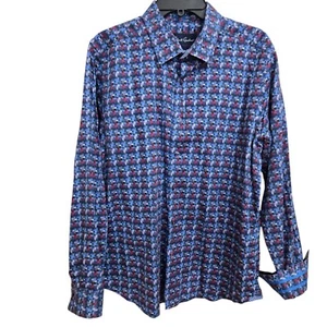 Camisa Robert Graham Para Hombre Talla L Ajuste A Medida Puño Abatible Geométrica Colorida Moderna - Imagen 1 de 14
