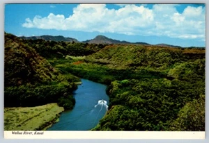Wailua River, Island of Kauai, Hawaii, Chrome Aerial View Postcard - Picture 1 of 2