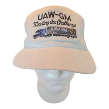 Trucker Hat Vintage UAW-GM Cap "Meeting The Challenge" Leather Strap Made In USA