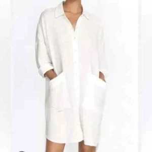 Abito Camicia Doppia Tasca Johnny Was Calme Tg L Bianco ~ 100% Cotone Organico - Foto 1 di 4