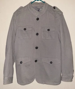 Zara Shirt Jacket Mens Size L Gray Elbow Patches 4 Button Coat Dress Casual - Picture 1 of 4