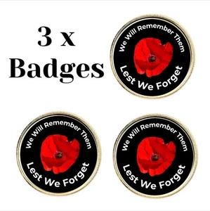 3 x We Will Remember Them Lest We Forget (BU10) Lapel Pin Badges - Picture 1 of 3