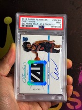 2019-20 Panini Flawless Platinum 1/1 Coby White RC Rookie Patch Auto RPA PSA 9