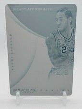 KAWHI LEONARD 2013-14 Immaculate Collection Nameplate Cyan Plate 1/1! Clippers