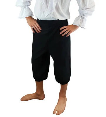 Mens Pirate Breeches 3/4 Length Trousers LARP Caribbean Fancy Dress Accessory - Image 1 of 4