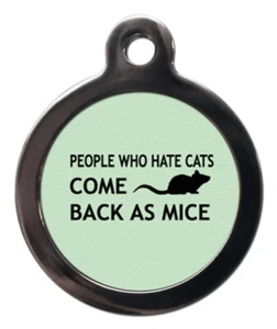 Cat Kitten ID tag People Who hate cats Identity tag in Blue, Pink, Lilac Green - Picture 1 of 9