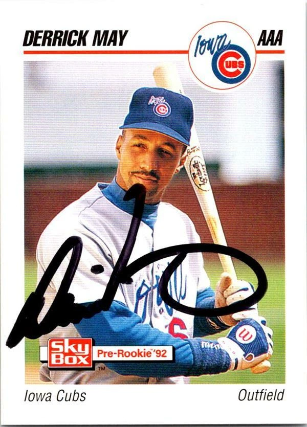 Derrick May autographed Baseball Card (Iowa Cubs) 1992 Impel Pre Rookie #108 - Image 1 of 1