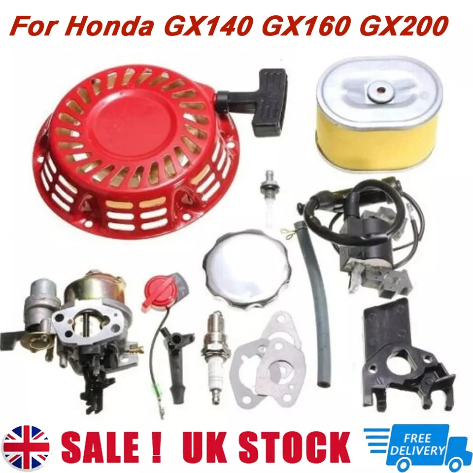 Honda GX200 GX140 GX160 Service Kit Carburetor Plug Ignition Coil Recoil Gaskets - Image 1 of 4
