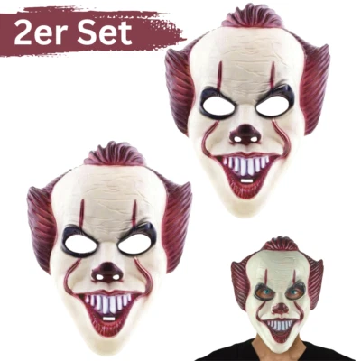 2x Halloween Pennywise Clown Maske Stephen Kings Es Maske Horror Cosplay Kostüm - Bild 1 von 4