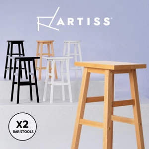Artiss Bar Stools Kitchen Stool Wooden Counter Chairs Barstools Black White - Picture 1 of 26
