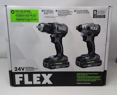 Flex FXM205-2A 24V Drill Driver Impact Driver  and 2 Battery 4-Combo Kit NEW - Image 1 of 4