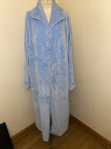 Secret Treasures Plush Full Zip House Dress Robe Nightgown Pockets Lt. Blue Sz. - Picture 1 of 12