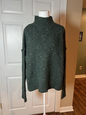 Suéter de cuello alto Fray para mujer talla M otoño festival verde acanalado acogedor mezcla de lana Foto 1 de 4