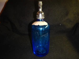Vintage peacock blue Good Health Seltzer Bottle M Federer home st Bronx New York - Picture 1 of 16